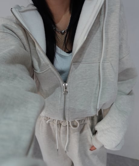 フロントジップアップ スウェットセットアップ【IVORY】