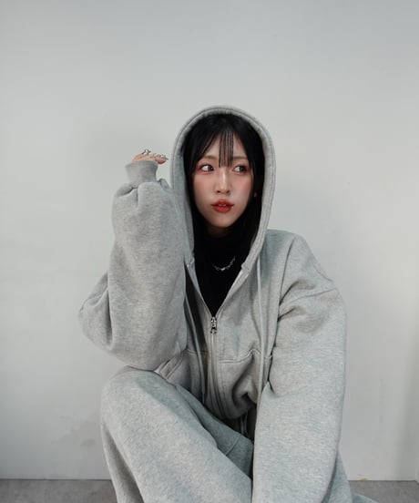 フロントジップアップ スウェットセットアップ【GRAY】