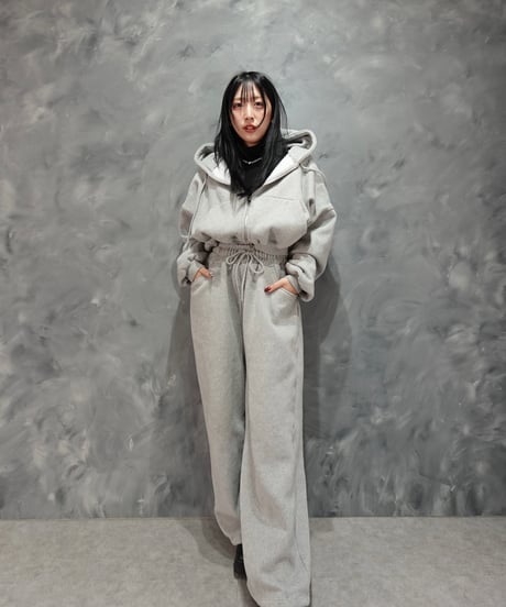 フロントジップアップ スウェットセットアップ【GRAY】