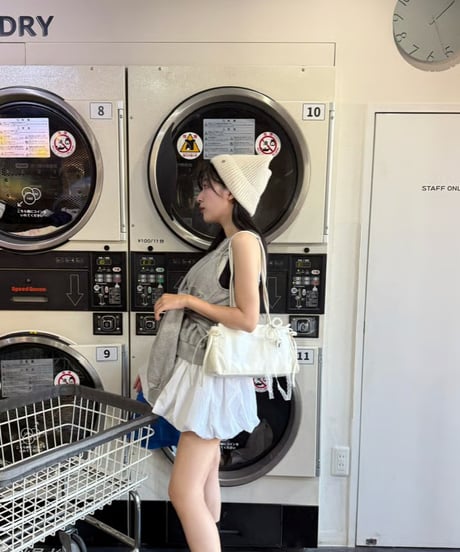 ロングハンドルチャームバッグ【WHITE】