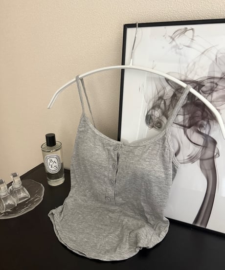 【NEW】パット付フロントボタンキャミ【GRAY】
