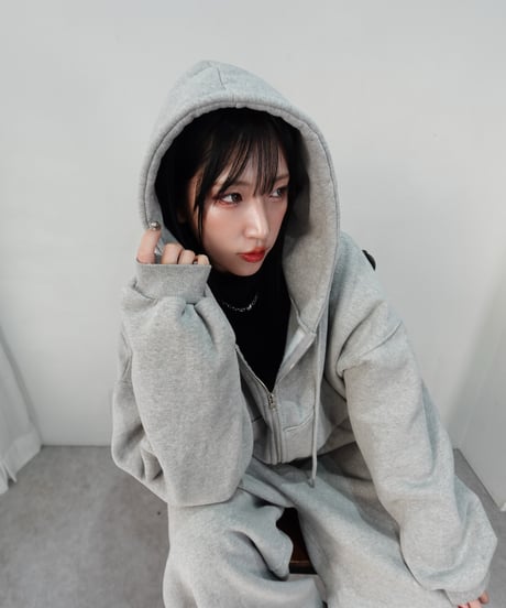 フロントジップアップ スウェットセットアップ【GRAY】