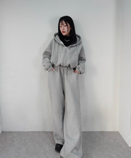 フロントジップアップ スウェットセットアップ【GRAY】