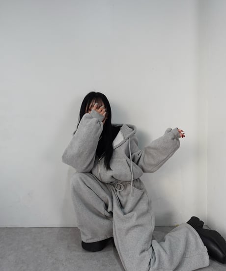 フロントジップアップ スウェットセットアップ【GRAY】