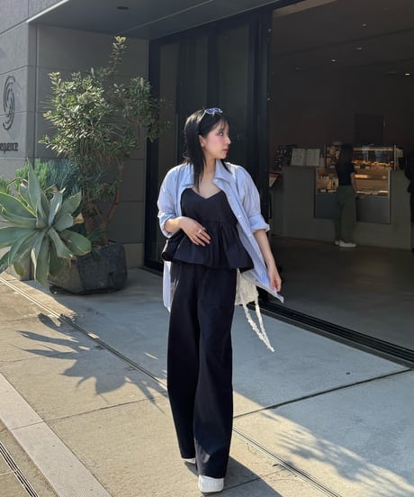 コットンペプラムセットアップ【NAVY】