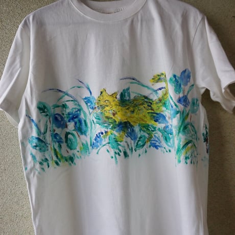 手描きTシャツ「迷い猫」半袖Mサイズ