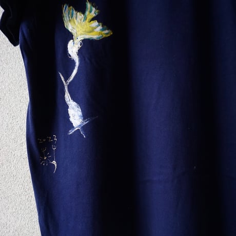 手描きTシャツ「ジミチビロゴ絵」半袖XLサイズ