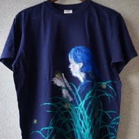手描きTシャツ「手のひらのホタル」半袖Mサイズ