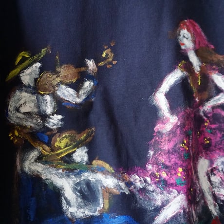 手描きTシャツ「踊る少女」長袖Mサイズ