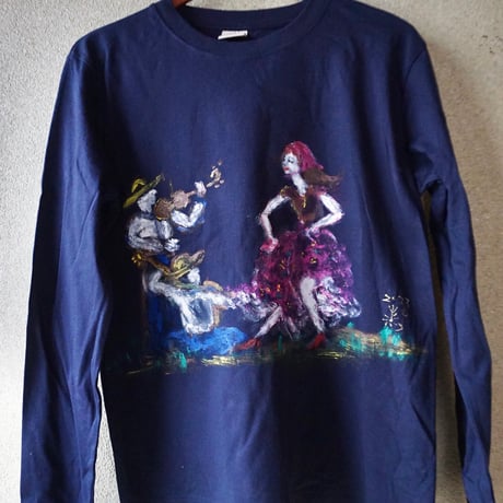 手描きTシャツ「踊る少女」長袖Mサイズ