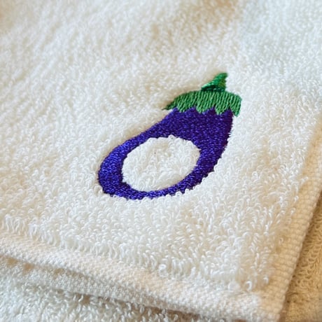 なすびくん刺繍入りオーガニックコットンハンカチ