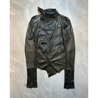 【EKAM】cut-off deformationleather jacket