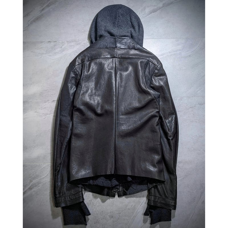 ISAAC SELLAM】layered mittens leather jacket |