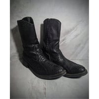 【shellac】black python curved zip boots