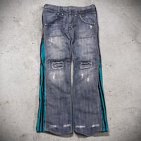 【Heritage stone】00s side zip damage denim
