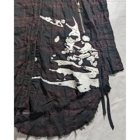 【Kmrii】distressed skull paint shirts
