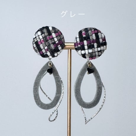 織り柄ラウンド×しずくスウェード