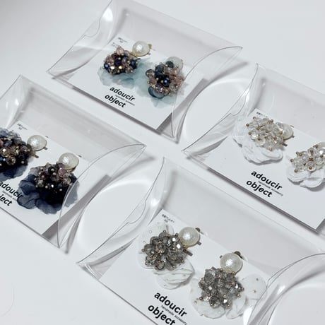 パール×ビジュー付きフラワーシフォン