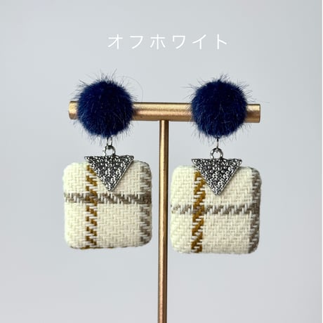 くるみファー×ツイードチェックスクエア