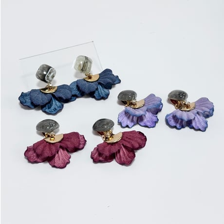大理石風レジン×ふんわり花びら