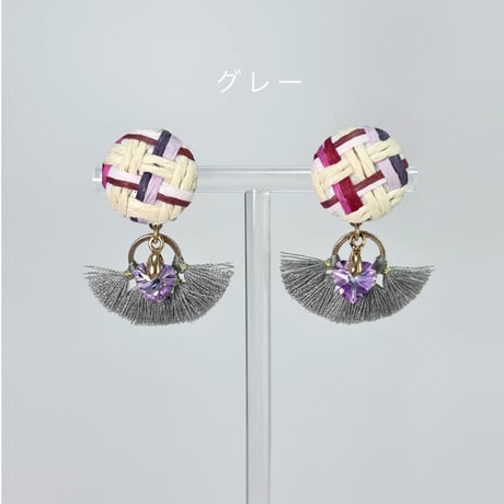 幾何学模様ラタン×タッセル