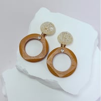 ベージュチェック柄×木ring