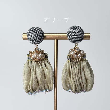 千鳥柄×シフォンフリンジ