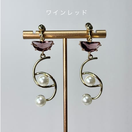 扇型クリア×変形ラインパール