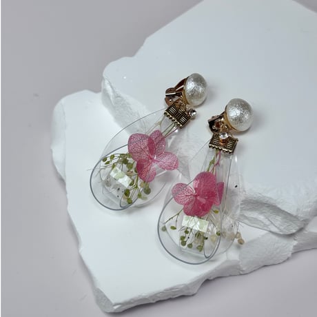 紫陽花コーラルピンク×グリーンsizukuパール