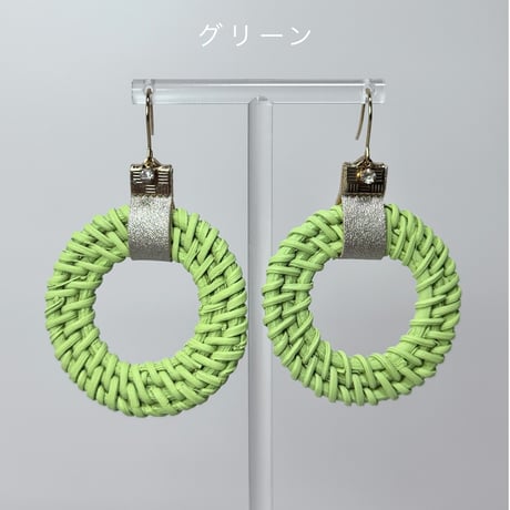 ゴ－ルド革×パステルカラーringラタン