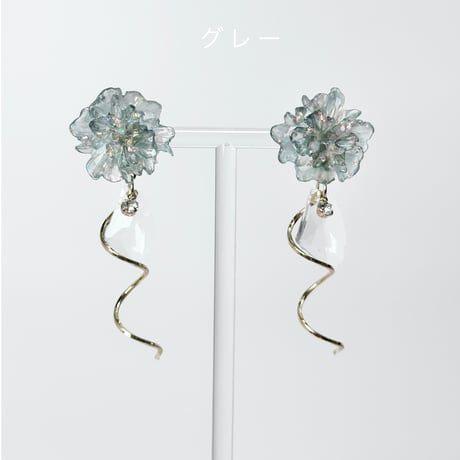 レジン花×クリスタル付きツイスト