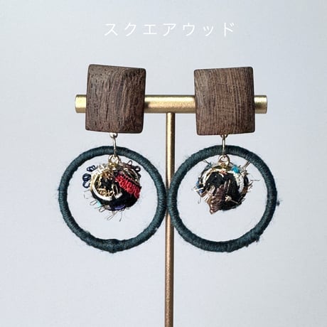三角&スクエアウッド×糸玉フープ
