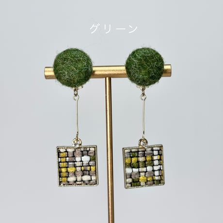 フェルト×織り柄スクエア