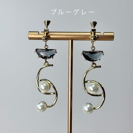 扇型クリア×変形ラインパール