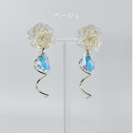 レジン花×クリスタル付きツイスト