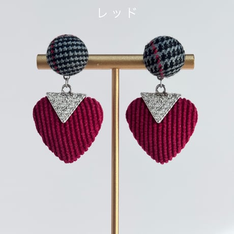 千鳥柄×スウェードハート