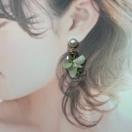 紫陽花レモンイエロー×リーフsizukuパール