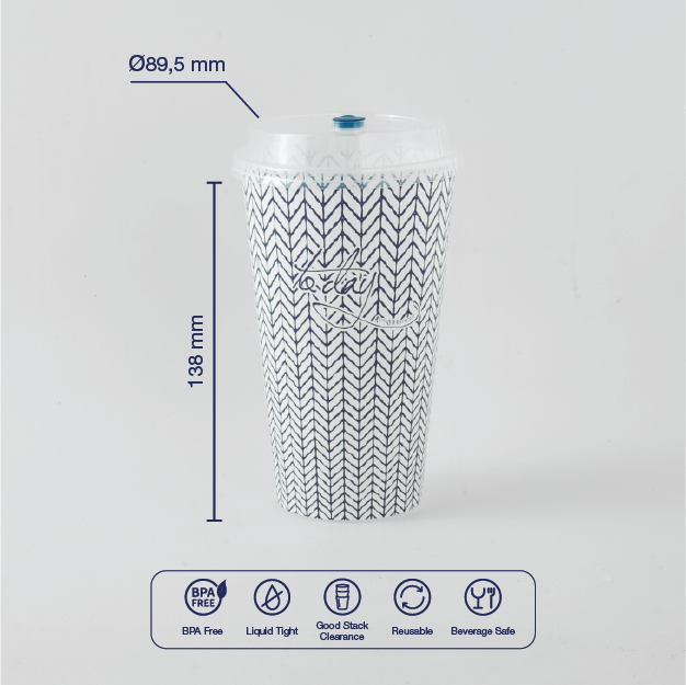 カップタイプ 16OZ(16オンス) ラベル付 矢立文様(BLUE) | Kiip JAPA