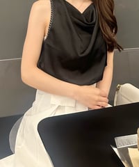 twist satin blouse［black］
