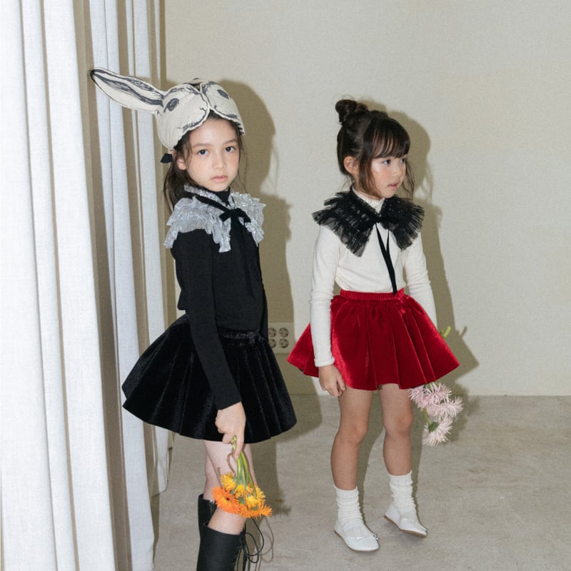 即納】Velvet skirt【Wonny Ribbon】 | Kids MuMu