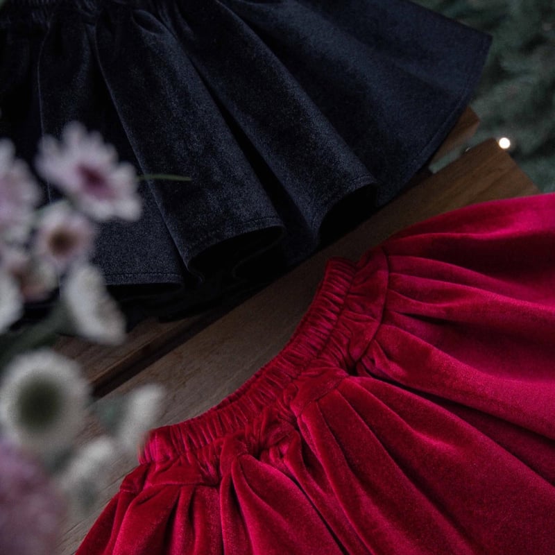 即納】Velvet skirt【red/S,M,L】【black/S】【Wonny Ribb