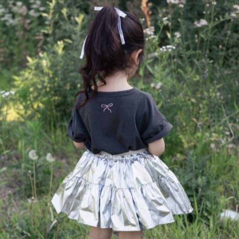 即納】【M/L】Vintage ribbon T (cream/charcoal) 【Won
