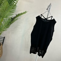2606-0065】A'lmarl】黒◇フライス 首みつあみ＆裾メッシュタンク税込4830