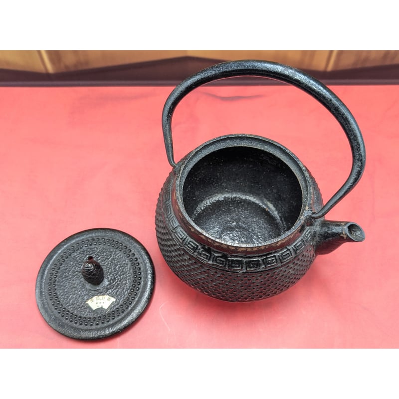 南部鉄器 盛栄堂 鉄瓶 霰 伝統工芸 及源鋳造 茶道具 湯沸かし 当時物