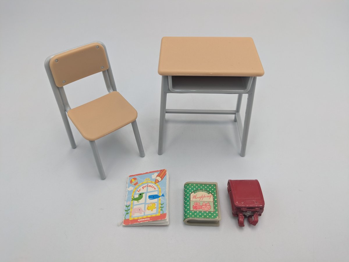 ミニチュア 学校の机 椅子 ランドセル 本 フィギュア リーメント