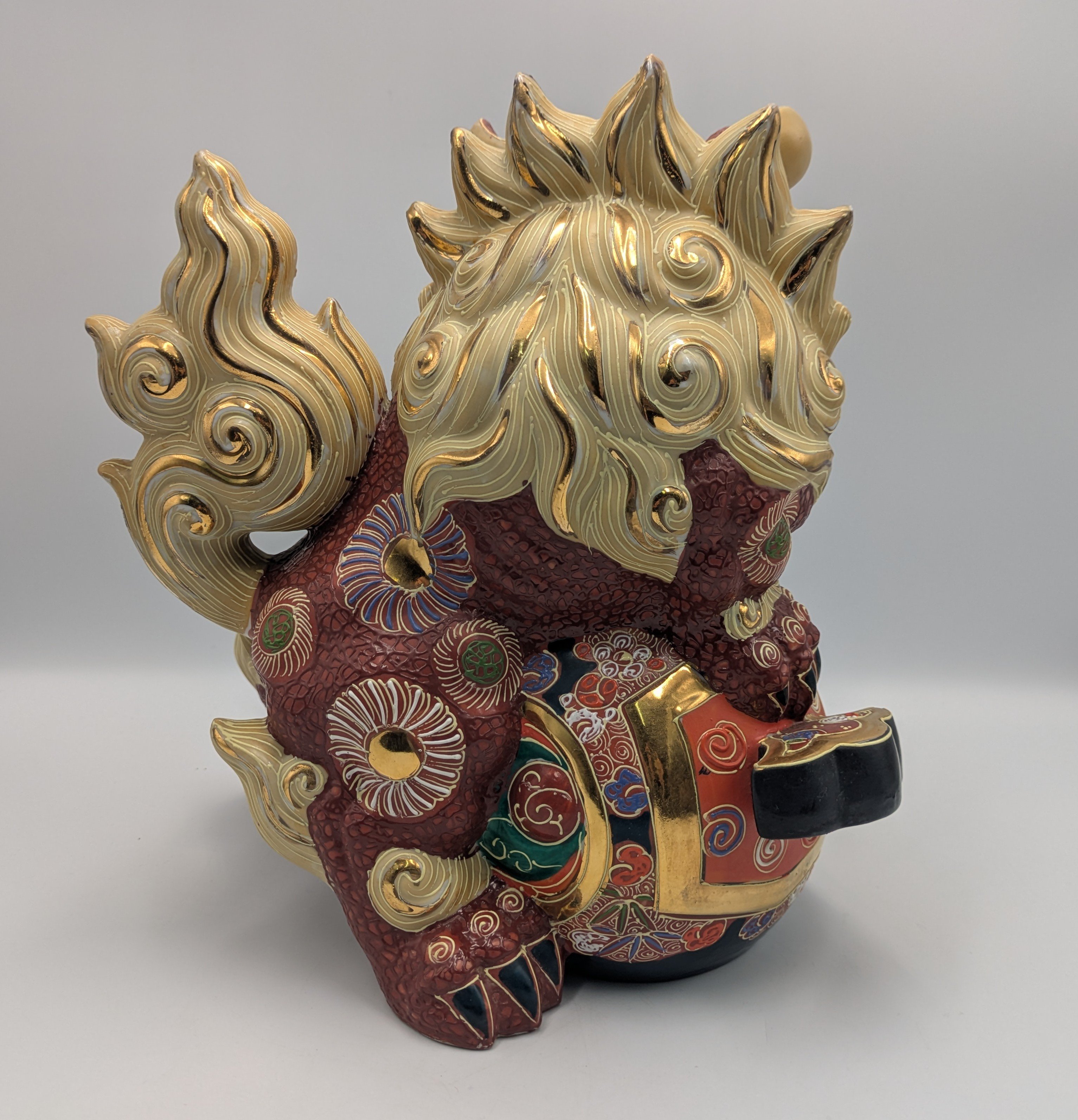 時代 獅子 一対 阿吽 鋳物 金属製 置物 重厚 魔除け 縁起物 骨董 original