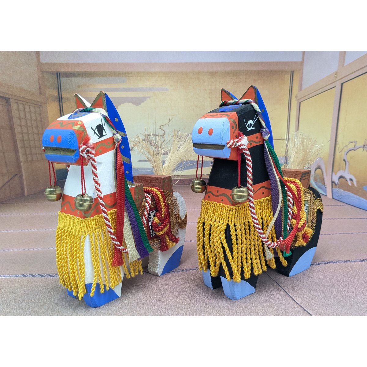 民芸品 馬 木製 置き物 2種セット インテリア | よしつねの秘密基地