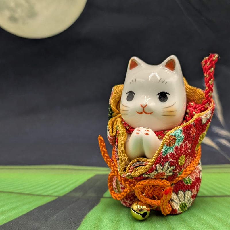 招き猫 縁起物 彩絵ふく福巾着おねがい猫 小 | よしつねの秘密基地