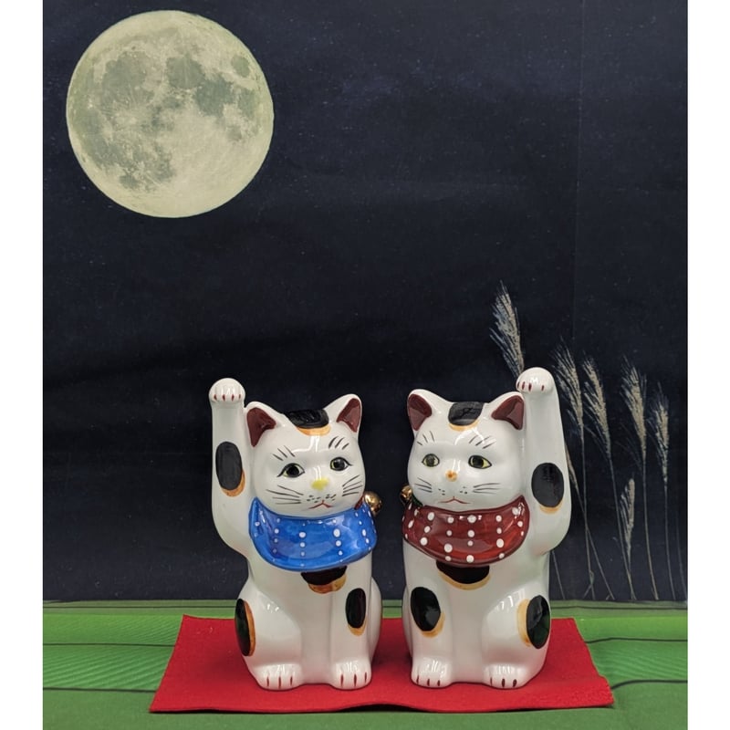 ネコ 瀬戸焼 招き猫 右手 瀬戸焼 江戸猫 招き猫 右手 金 ゴールド