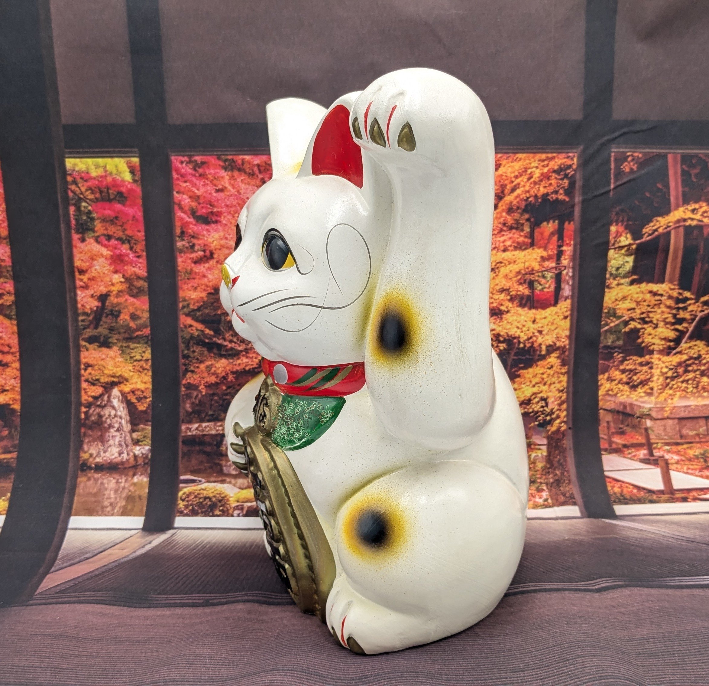 希少 縁起物◎昭和レトロ◎状態良◎万事勝意 開運 ビッグサイズ まねき猫◎福 縁起物 昭和レトロ 招き猫 貯金箱 まねきねこ 置物 アンティーク 千万